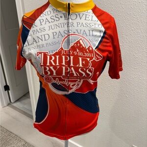 Triple Bypass Women's Cycling Jersey - Red and Blue